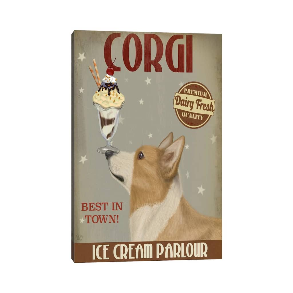 iCanvas "Corgi, Tan, Ice Cream" by Fab Funky Canvas Print