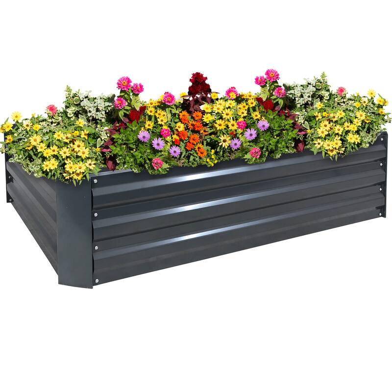 Sunnydaze Galvanized Steel Raised Garden Bed - 4' x 3' - 47.5" x 35.5" x 11.75"