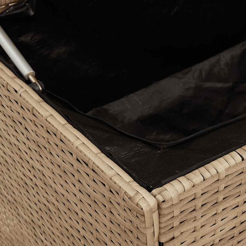 vidaXL Garden Storage Box Beige PE rattan, Powder-coated steel Medium - 19.7 x 43.3 x 22.8