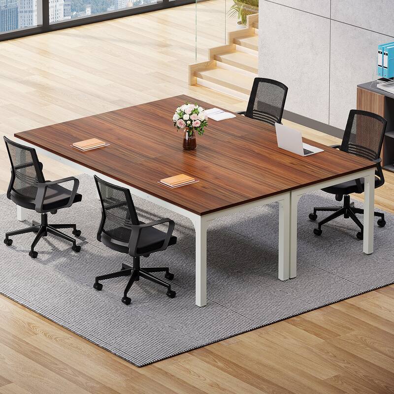 Modern Office 13FT Conference Table Set of 6, Large Rectangle Meeting Table, 78.74-Inch Long Business Seminar Table