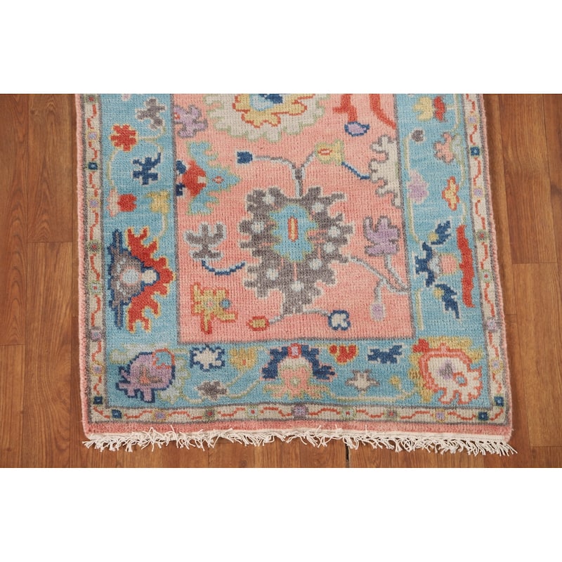 Pink Oushak Oriental Accent Rug Handmade Wool Carpet - 2'7" x 5'10"