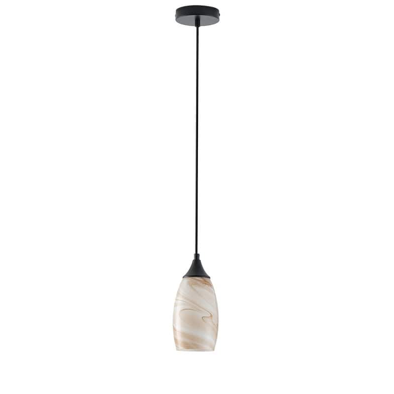 Black Metal and Glass Pendant Light for Kitchen Island Dining Room