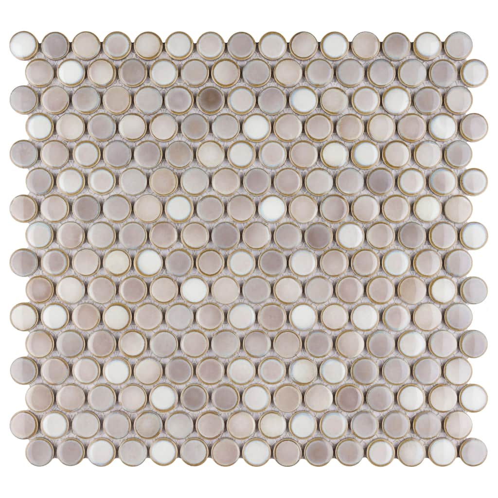 Merola Tile Hudson Penny Round Dove Grey 11-7/8" x 12-5/8" Porcelain Floor and Wall Tile