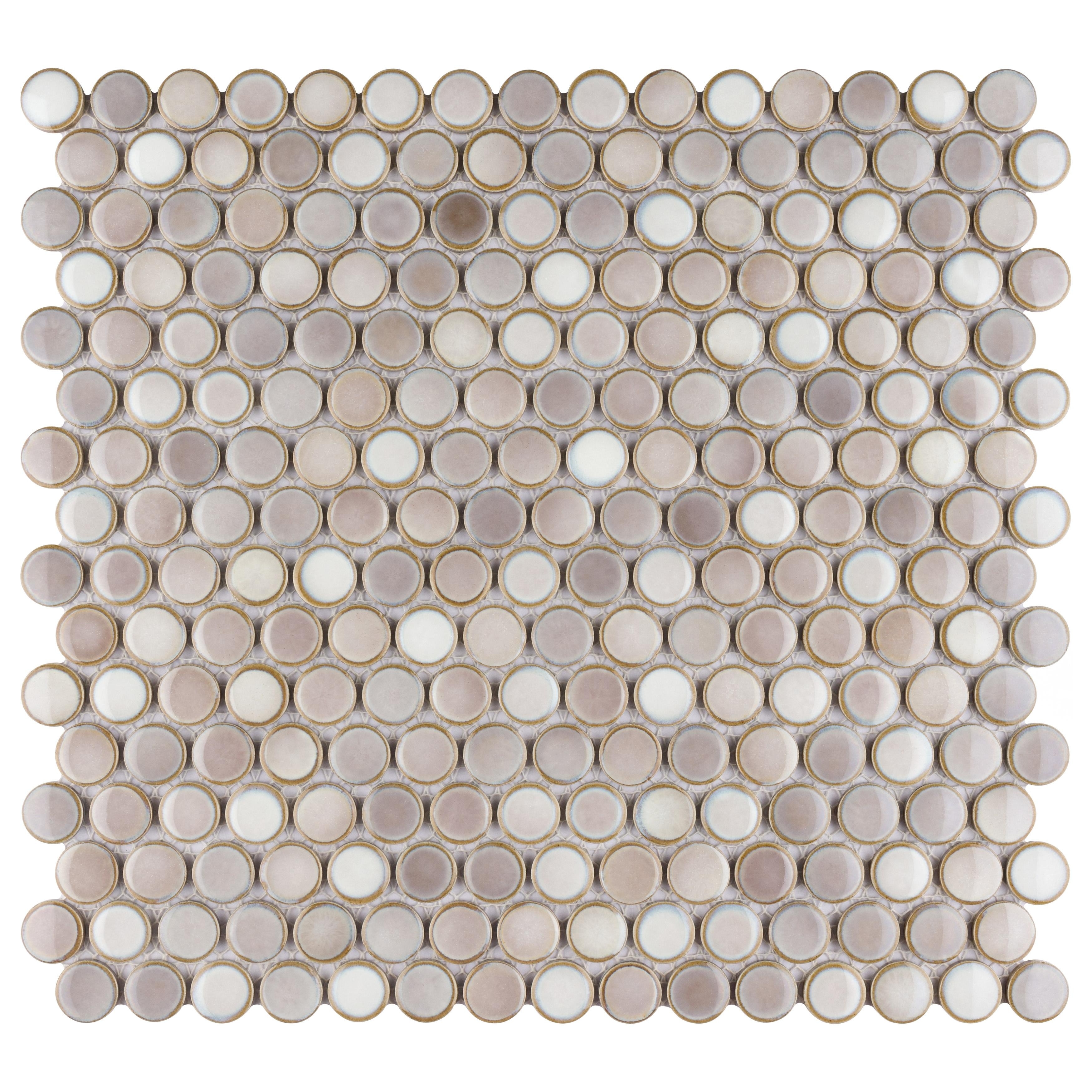 Merola Tile Hudson Penny Round Dove Grey 11-7/8" x 12-5/8" Porcelain Floor and Wall Tile