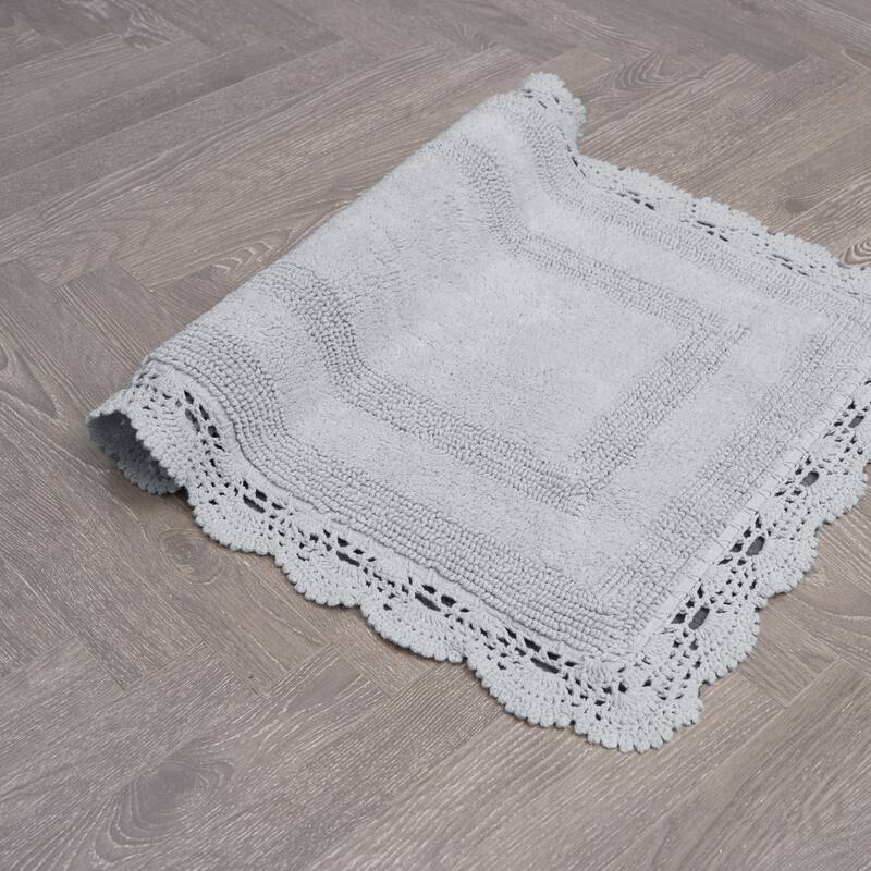Laura Ashley Reversible Cotton Crochet Bath Rug