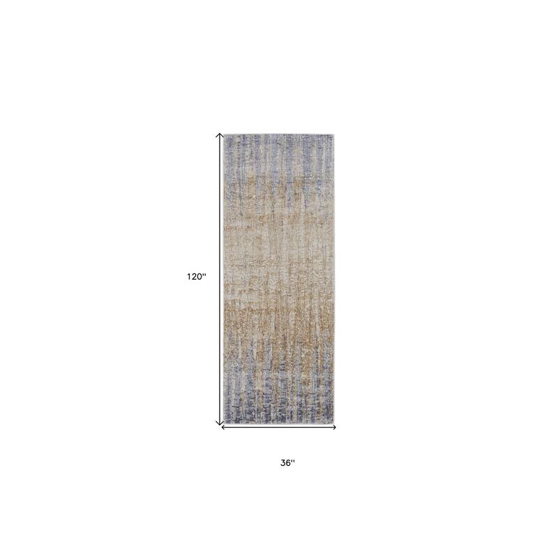 Wumo Power Loomed Distressed Abstract Modern Non Skid Area Rug By HomeRoots - 10' Runner