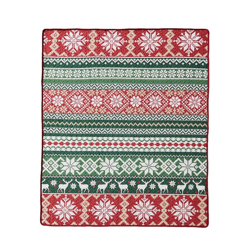 Festive Winter Holiday Reversible Quilted Throw Blankets