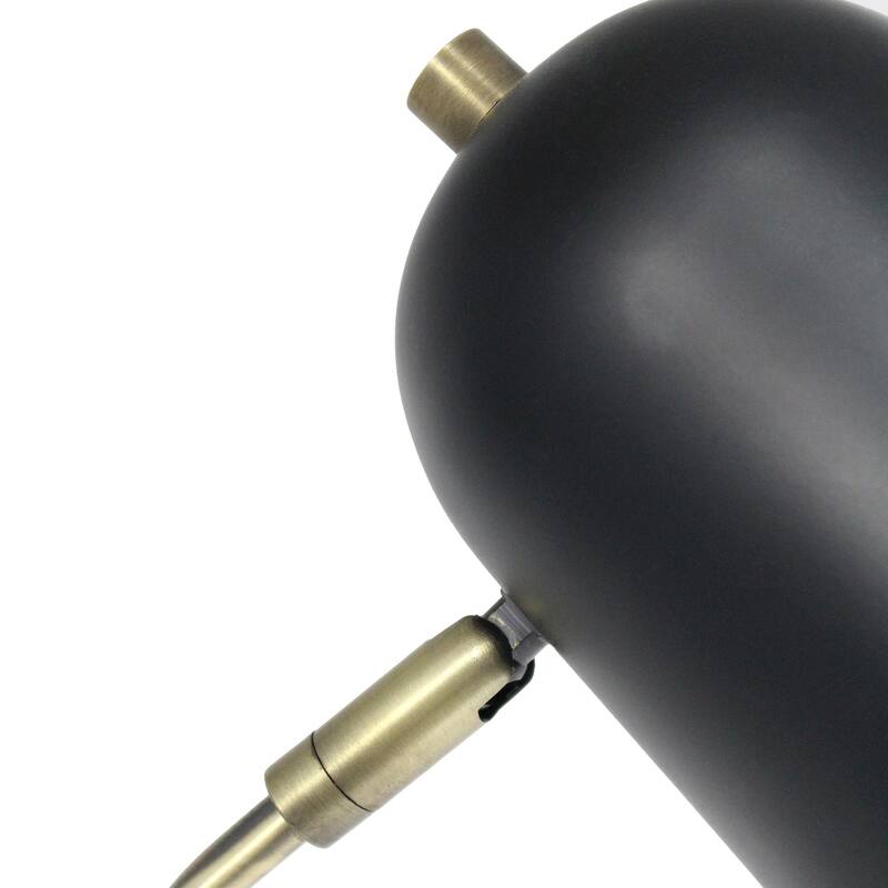23.5 in. Antique Brass Finish Table Lamp with Black Shade, Desk Lamp for Writing and Computer Desks