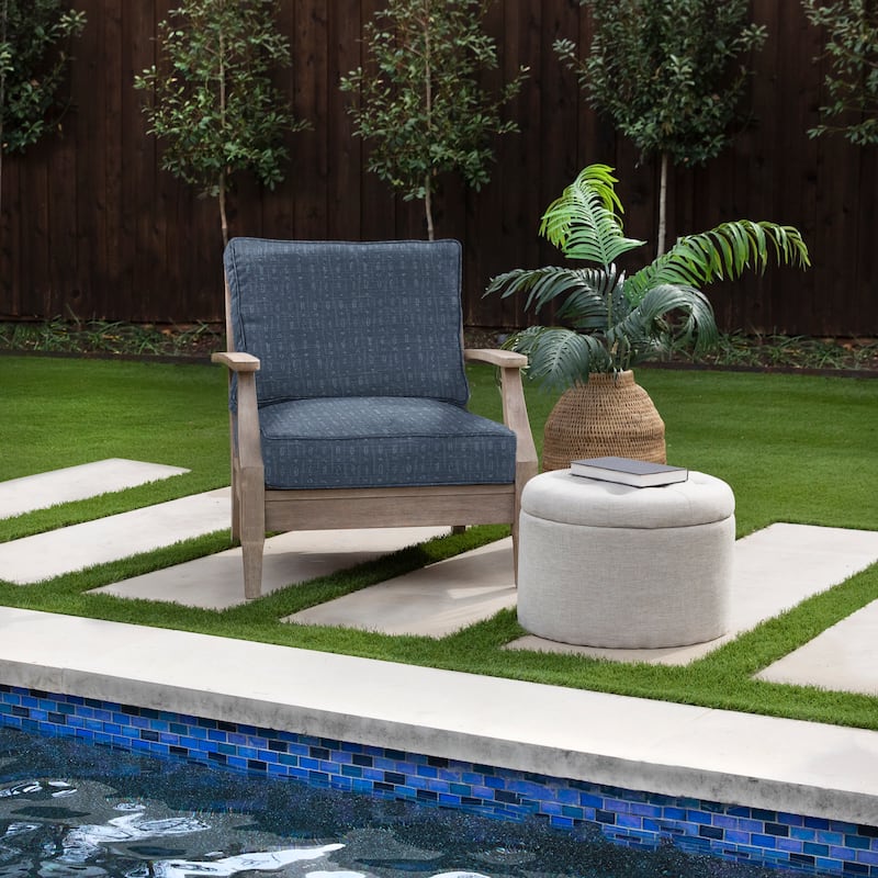 Sorra Home Sunbrella Textured Indigo Indoor/Outdoor Corded Deep Seating Cushion Chair Set (Cushion Only) - 25 in x 25 in x 5 in - Embrace Indigo
