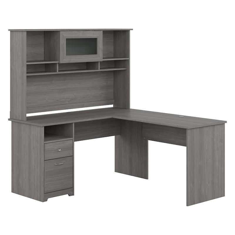 Cabot 60W L Shaped Computer Desk with Hutch by Bush Furniture