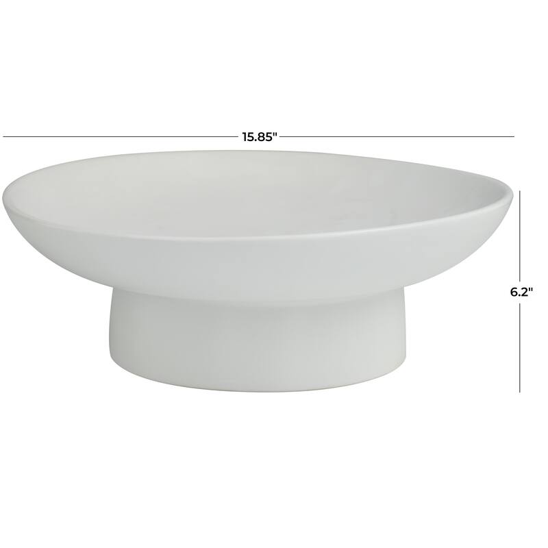 Ceramic Wide Decorative Bowl with Elevated Base - Black or White - Roche River Decor