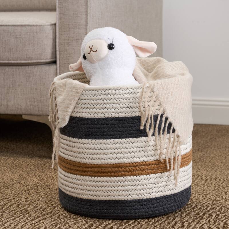 Cotton Round Laundry and Storage Basket - M