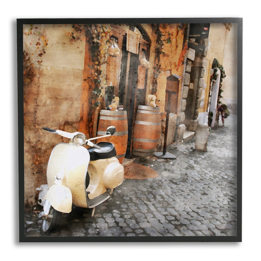 Stupell Moped in Town Alley Framed Giclee Art Design by LSR Design Studio