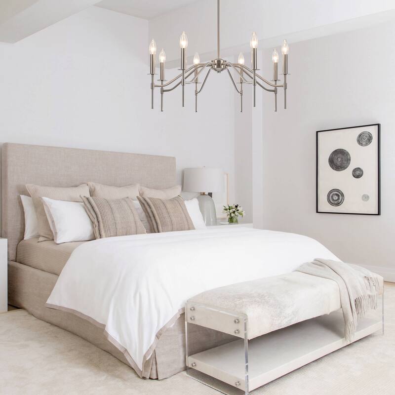 8-Light Hanging Candlestick Linear Foyer Chandelier Lighting Fixture Island Chandelier for Dining Room