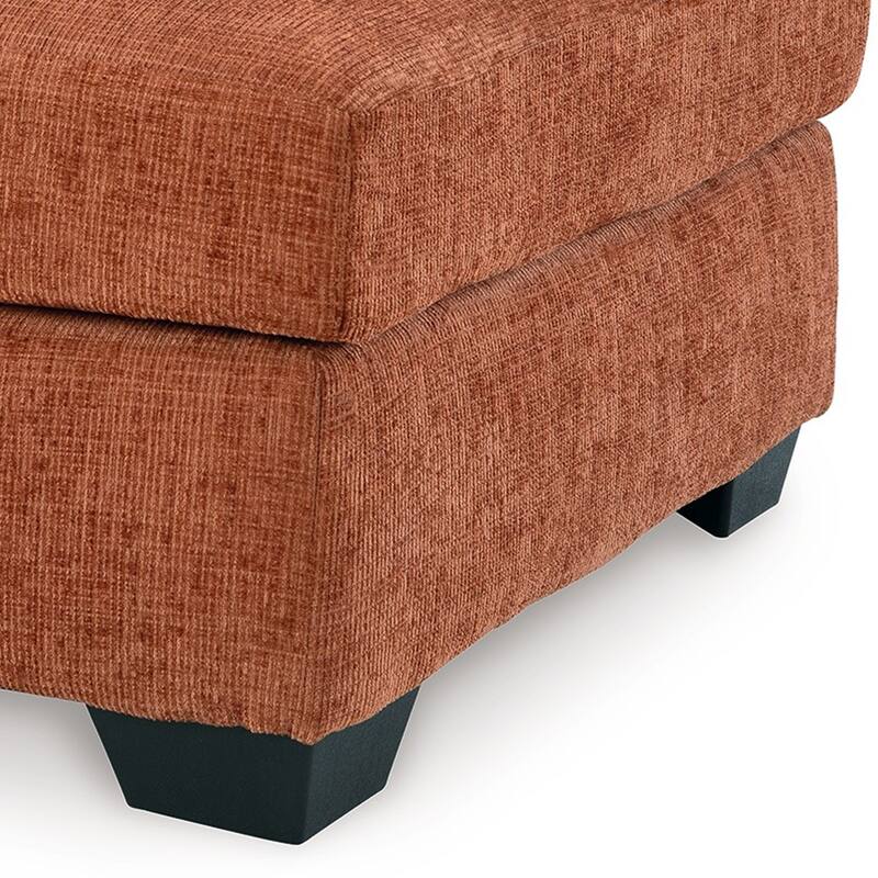 Avie Oversized Accent Ottoman, Burnt Orange Polyester Cushion, 38 Inch