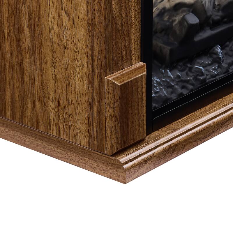 Dark Oak 28" Fireplace TV Stand with Wheels & Temperature Settings
