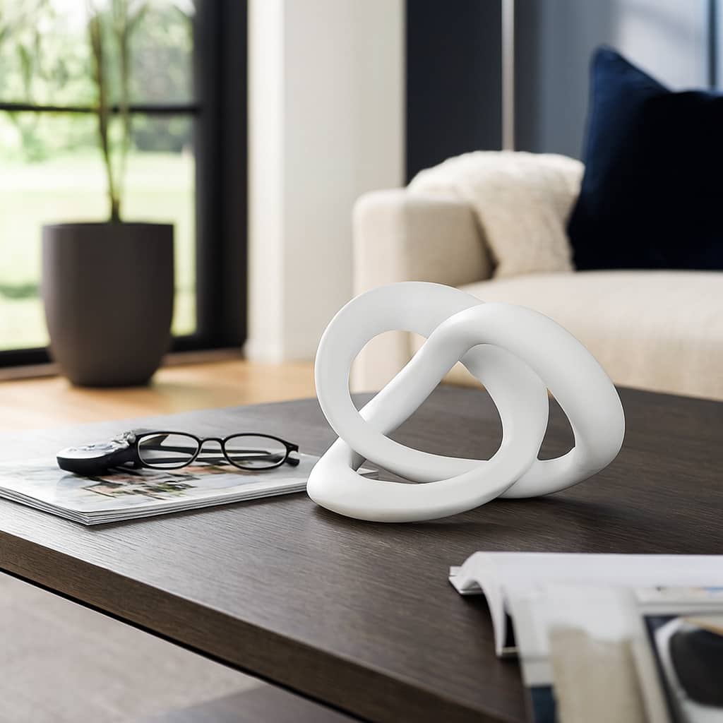 Sagebrook Home 10-Inch White Sculptured Knot ,Timeless Elegance, Ideal Decorative Object - 10" x 8" x 7"