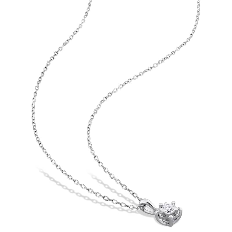 Miadora Sterling Silver Lab Grown Diamond Solitaire Necklace 1/10 to 1ct tw (GH VS1;VS2)