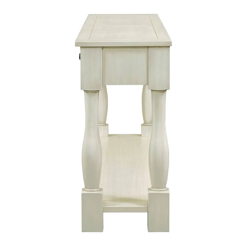63" Console Table for Living Room, Long Entryway Table with 3 Storage Drawers & Open Storage Shelf, Wooden Sofa Table White