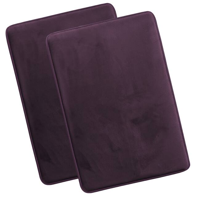 Clara Clark Ultra Soft Plush Bathroom Rug - Non-Slip, Velvet, Memory Foam Bath Mat - Set of 2 - Set of 2 20x32 - Purple Eggplant