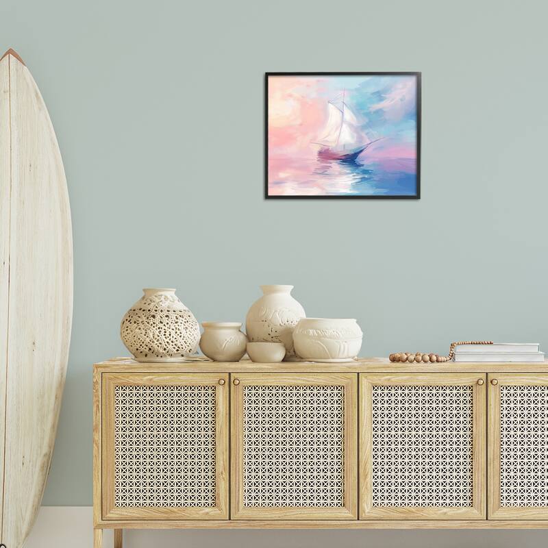 Stupell Soft Pastel Sea Vessel Framed Giclee Art Design By Arlington Prints