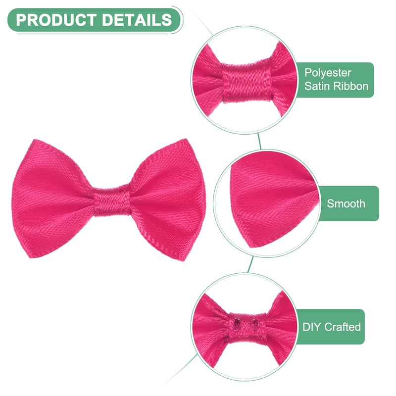 120-Pack Mini Craft Ribbon Bow 1.5x1 Inch for Craft DIY - Rose Pink