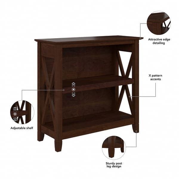 dimension image slide 1 of 9, Key West Small 2 Shelf Bookcase by Bush Furniture
