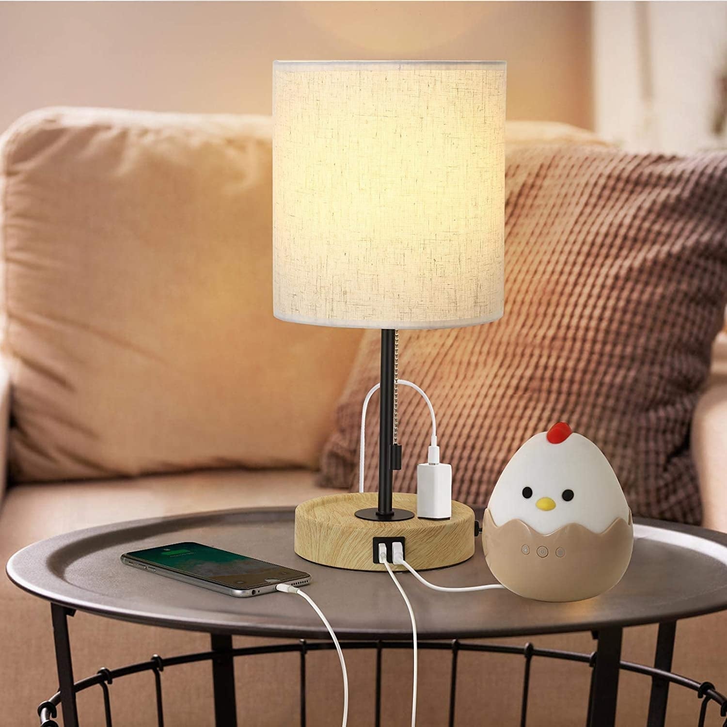Nightstand Lamp with Dual USB Charging Port and 2-Prong AC Outlet - Main Image