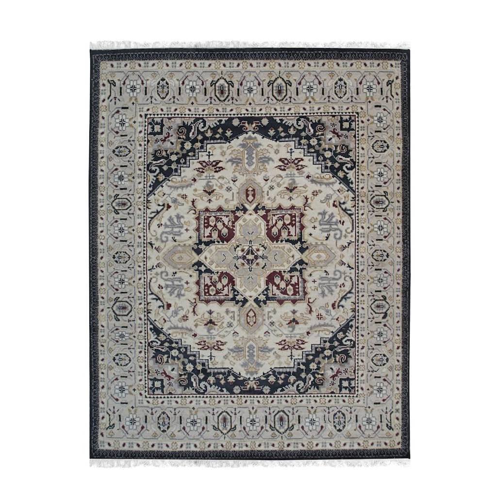 Beige Hand Knotted Wool Traditional Modern Rug 10' x 14' - Low Pile Dense Soft High Traffic Durable - N/A