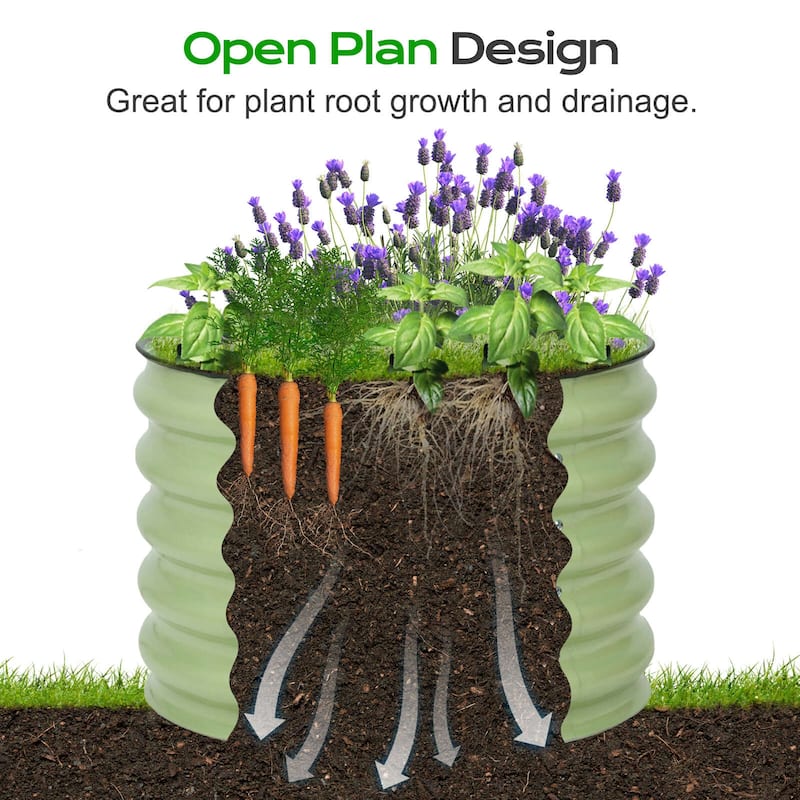 Aoodor 16.7'' Tall Aluzinc Metal Raised Garden Bed 24'' Round - Outdoor Garden Planter Box for Vegetable, Flower, Herb