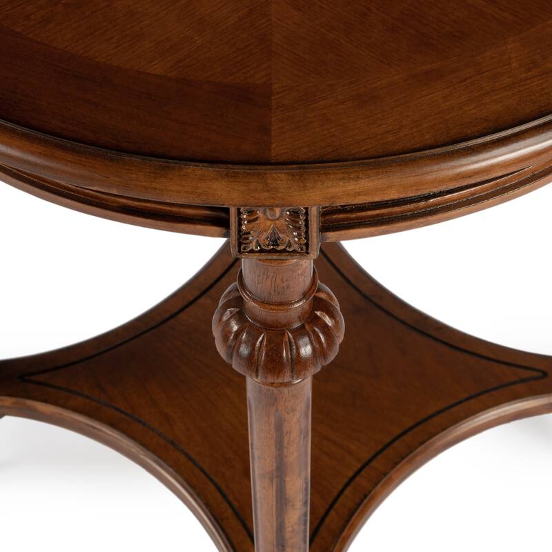Hellinger 24 in. W Round Wood Tall End Table with Open Shelf