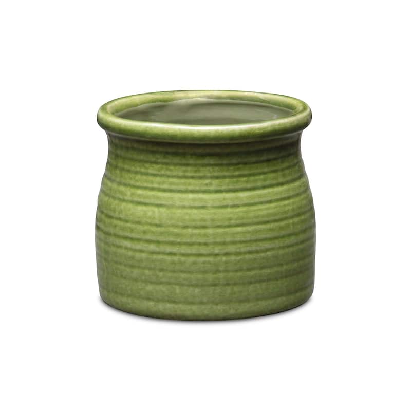 Kifon Curved Ceramic Ceramic Pot - Olive Green