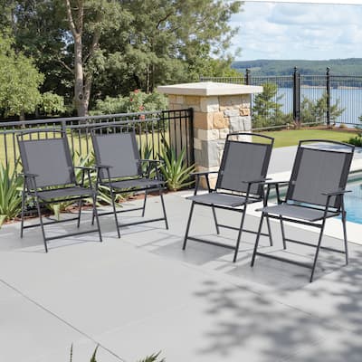 VredHom 4PC Patio Folding Outdoor Dining Chairs