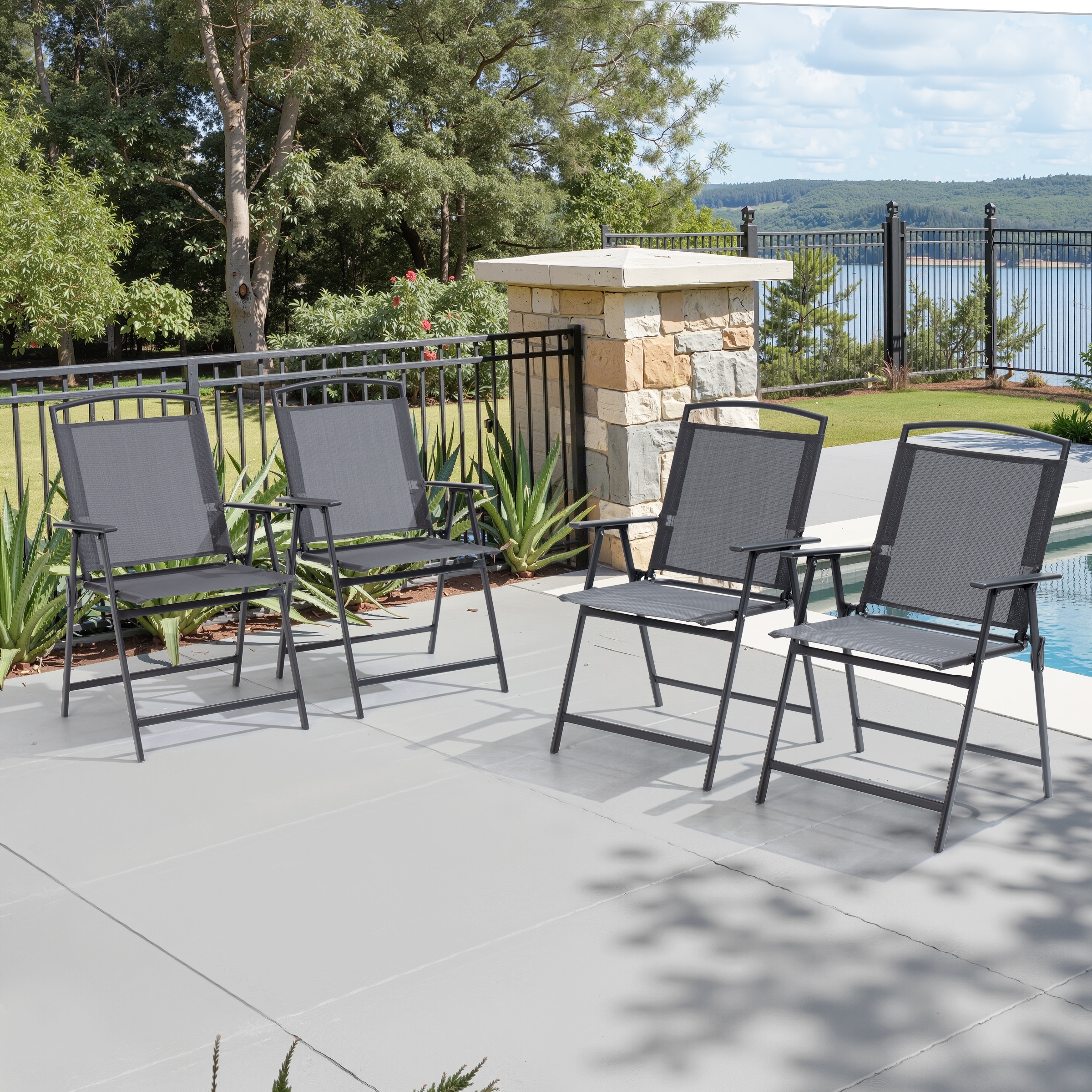 VredHom 4PC Patio Folding Outdoor Dining Chairs