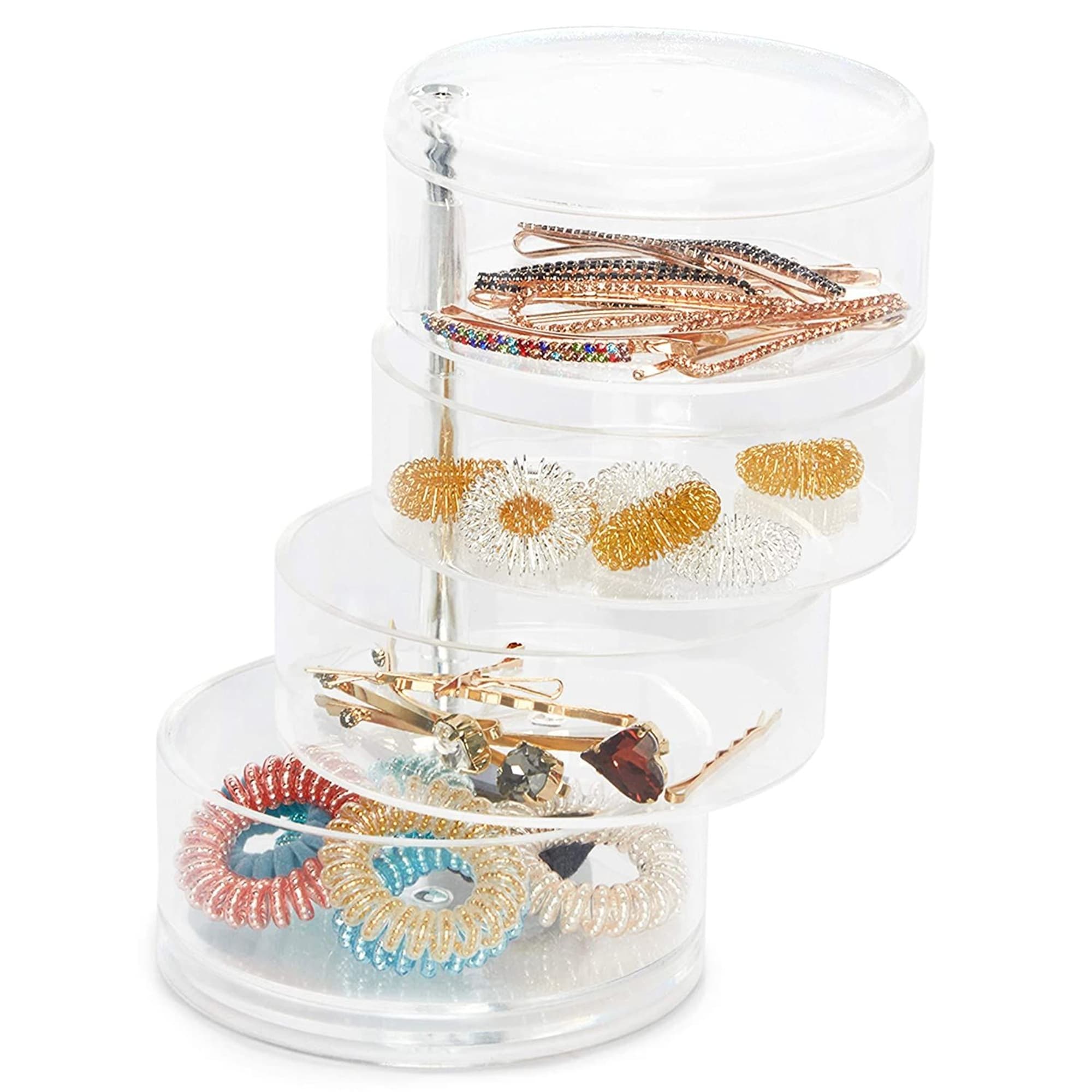 Plastic Jewelry Organizer, Hair Tie Container for Bathroom (4.5 x