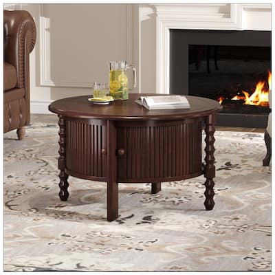 Vintage Round Coffee Table with Storage in 30.3" for Living Room