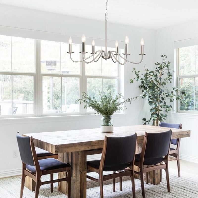 6-Light Rustic Farmhouse Simple Candle Chandelier for Bedroom, Kitchen, Living Room and Foyer