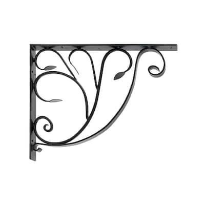 Achla Designs Elegant Detailed Leafy Leaf Mail Box Bracket, 18 Inch Tall, Black Powder Coat Finish
