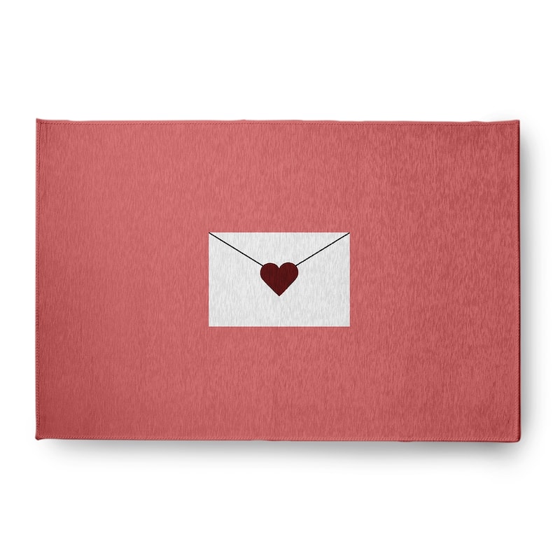 Love Letter Valentines Chenille Indoor/Outdoor Rug - Coral/Maroon - 4' x 6'