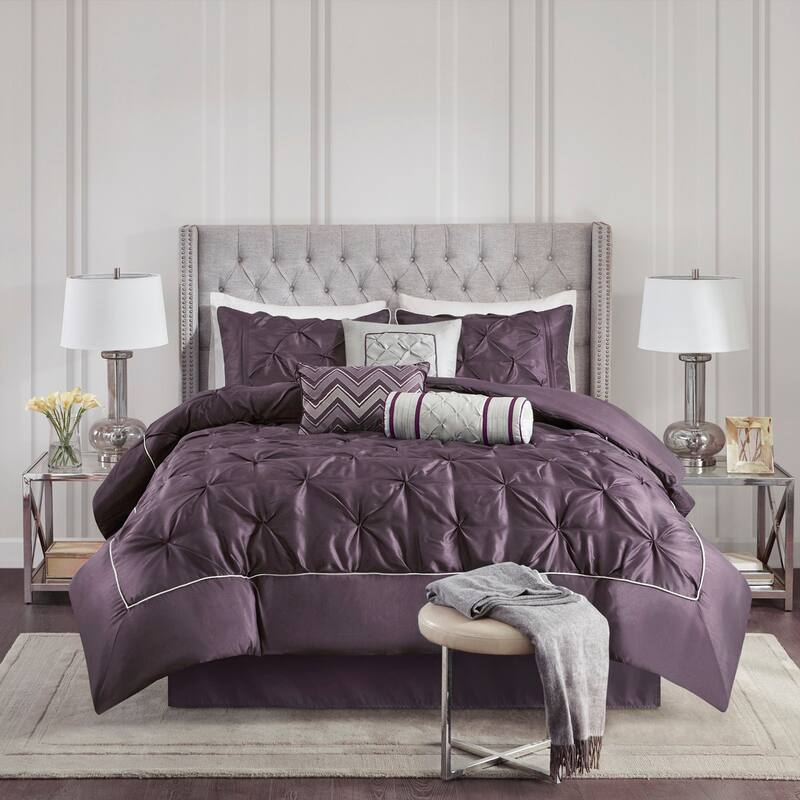 GDF Studio - Laurel 7-Piece Tufted Comforter Set with Decorative Pillows