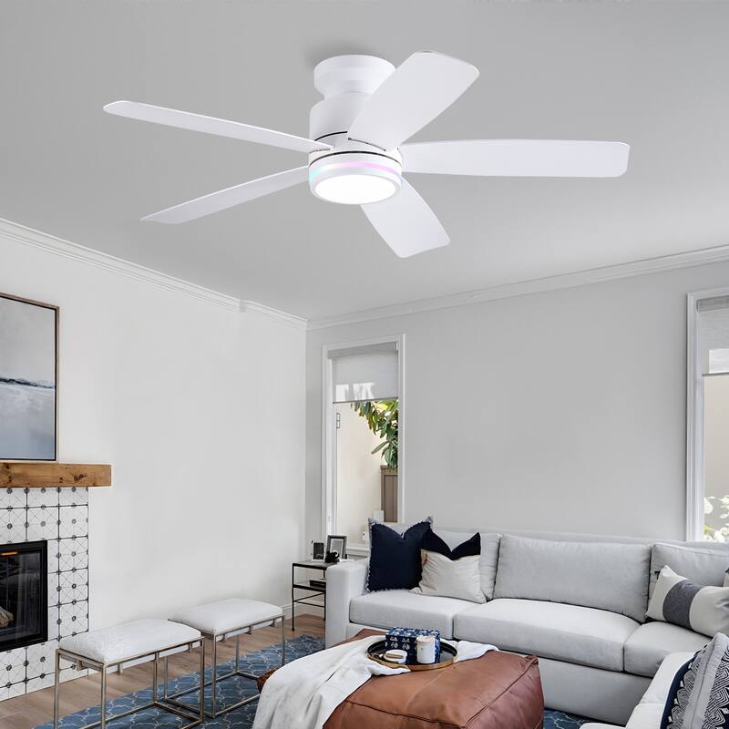 41 and 46 Inches Flush Mount Ceiling Fan with Light and Remote