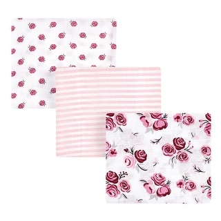 Hudson Baby Infant Girl Cotton Muslin Swaddle Blankets, Rose Pink, 3-Pack - Rose Pink