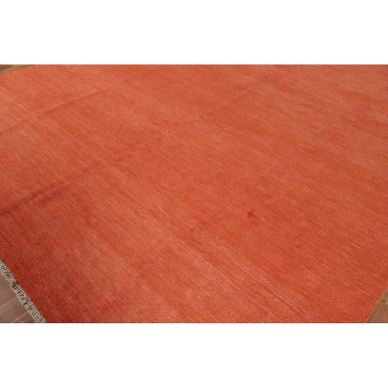 Orange Gabbeh Modern Area Rug Hand-Knotted Wool Carpet - 9'0"x 11'7"