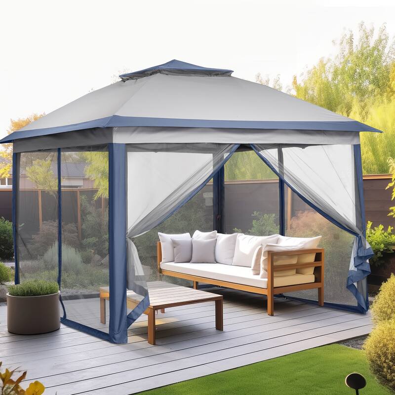 Ainfox 11x11ft Gazebo Outdoor Pop up Canopy with Mosquito Net and Carry Bag