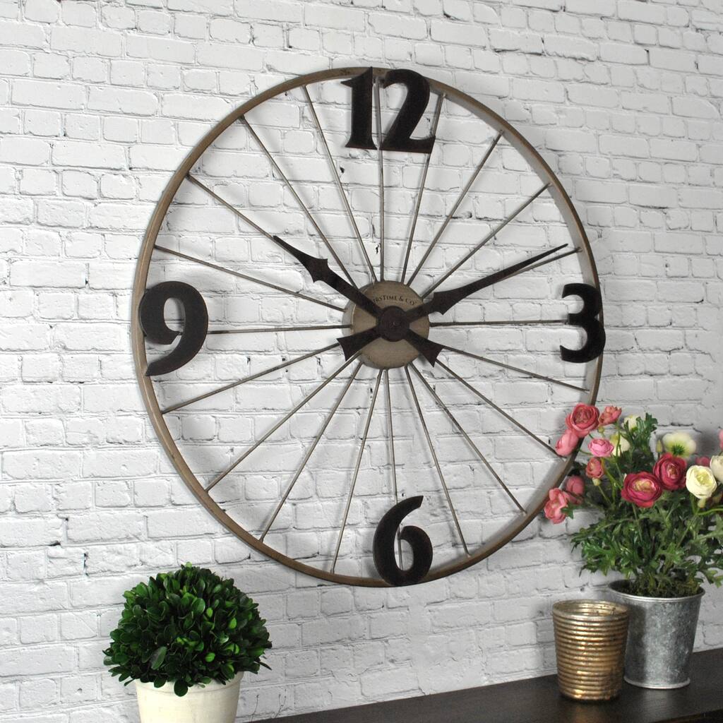 FirsTime & Co. Bicycle Wheel Wall Clock, American Crafted, Iron, Iron, 20 x 2 x 20 in