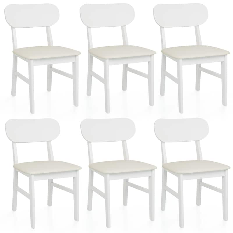 Rubber Wood Dining Chairs Set of 6 - White