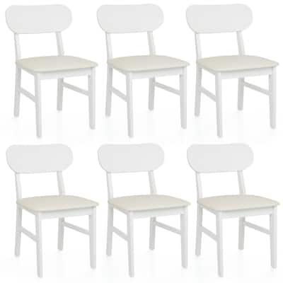 Rubber Wood Dining Chairs Set of 6