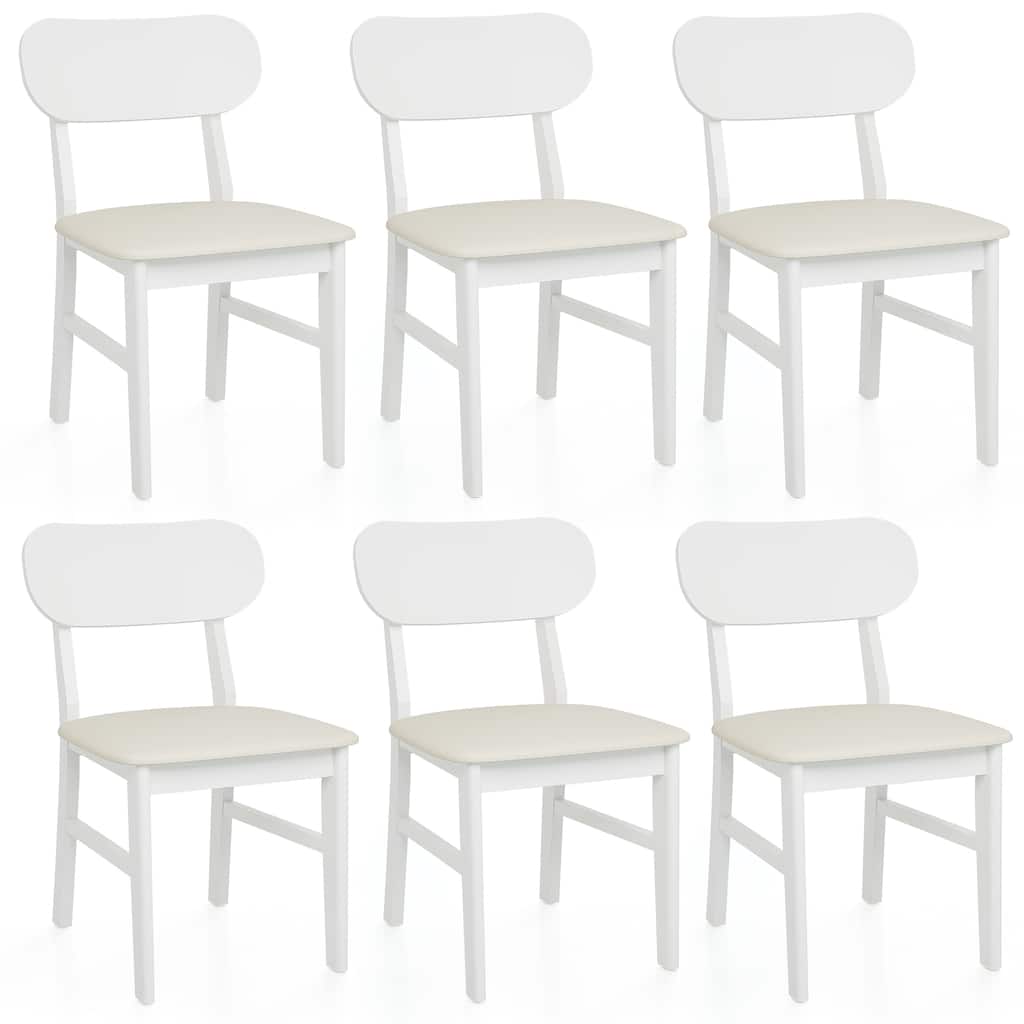 Rubber Wood Dining Chairs Set of 6
