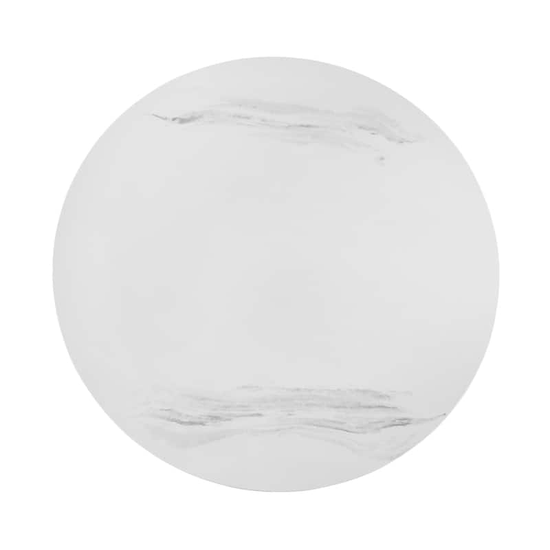 HomeRoots 36" White And Black Genuine Marble And Metal Round Coffee Table - 36' X '14' X '36
