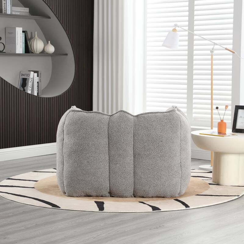 Modern Chenille Bean Bag Chair with Ottoman, Set of 1